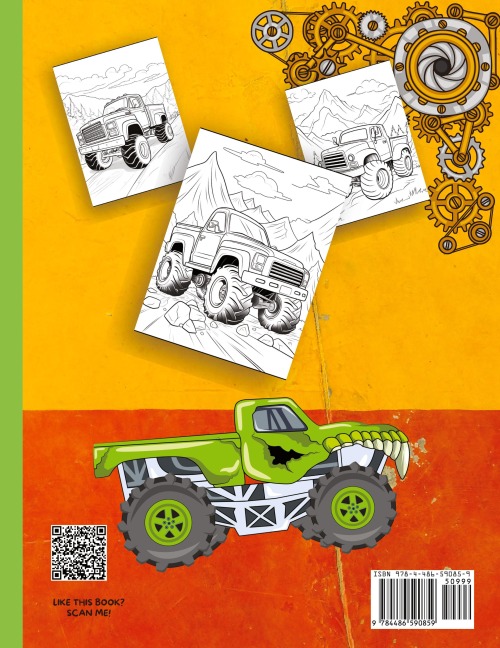 Monster Truck Coloring Book for Kids Ages 4-6: A Coloring Book for Boys Ages 4-8 Filled With Over Big 60 Pages of Monster Trucks for kids