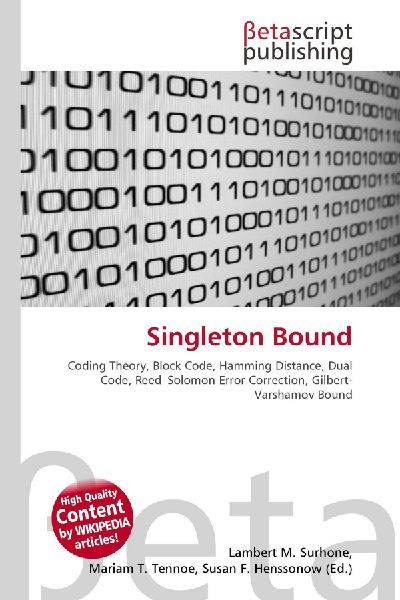Singleton Bound:         Coding Theory, Block Code, Hamming Distance, Dual Code, Reed-Solomon        Error Correction, Gilbert- Varshamov Bound
