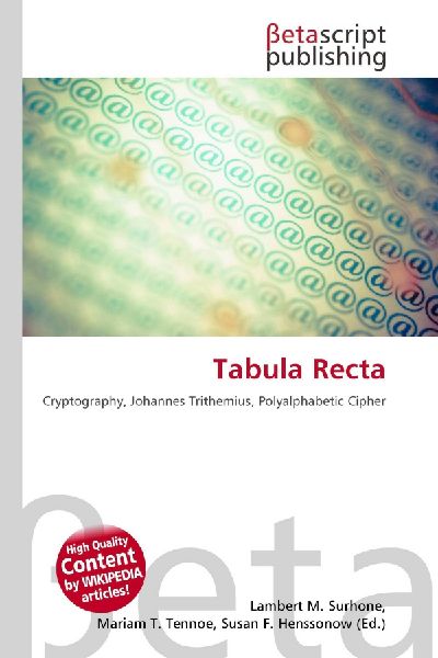Tabula Recta: Cryptography, Johannes Trithemius, Polyalphabetic Cipher