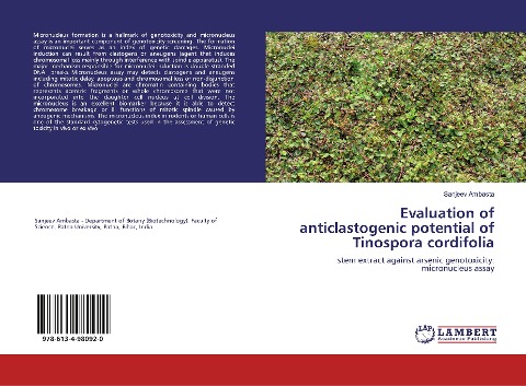 Evaluation of anticlastogenic potential of Tinospora cordifolia: stem extract against arsenic genotoxicity: micronucleus assay