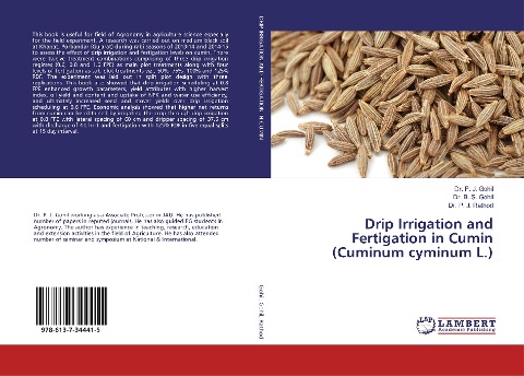 Drip Irrigation and Fertigation in Cumin (Cuminum cyminum L.)