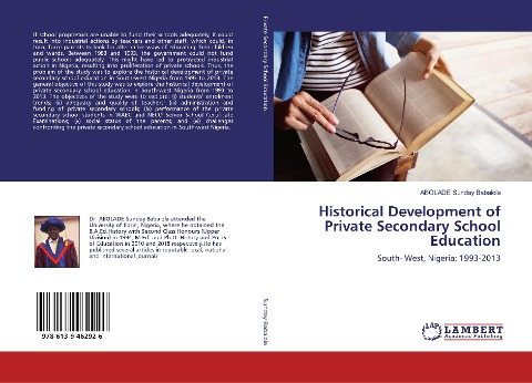 Historical Development of Private Secondary School Education: South- West, Nigeria: 1993-2013