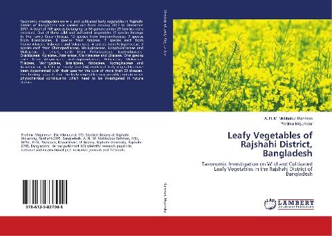 Leafy Vegetables of Rajshahi District, Bangladesh: Taxonomic Investigation on Wild and Cultivated Leafy Vegetables in the Rajshahi District of Bangladesh