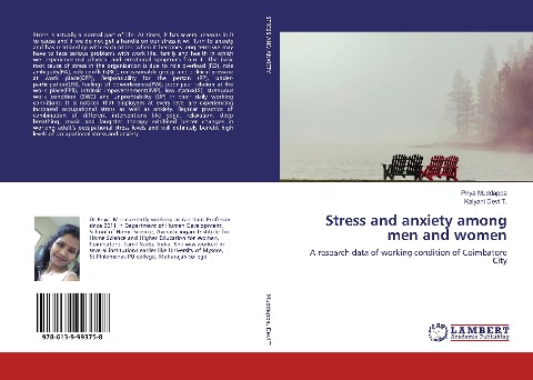 Stress and anxiety among men and women: A research data of working condition of Coimbatore City