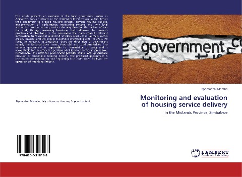 Monitoring and evaluation of housing service delivery: in the Midlands Province, Zimbabwe