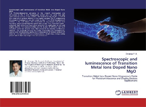 Spectroscopic and luminescence of Transition Metal Ions Doped Nano MgO: Transition Metal Ions Doped Nano Magnesium Oxide for Photoluminescence and Display Devices Applications