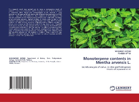 Monoterpene contents in Mentha arvensis L.: GC-MS analysis of callus, in vitro and field-grown shoots of Japanese mint