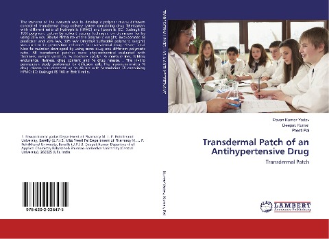 Transdermal Patch of an Antihypertensive Drug: Transdermal Patch