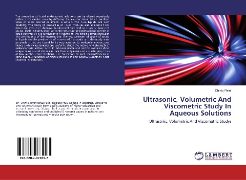Ultrasonic, Volumetric And Viscometric Study In Aqueous Solutions: Ultrasonic, Volumetric And Viscometric Studys