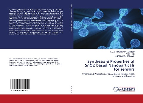 Synthesis & Properties of SnO2 based Nanoparticals for sensors: Synthesis & Properties of SnO2 based Nanoparticals for sensor applications