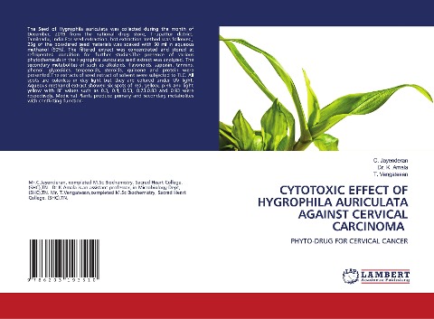 CYTOTOXIC EFFECT OF HYGROPHILA AURICULATA AGAINST CERVICAL CARCINOMA: PHYTO-DRUG FOR CERVICAL CANCER