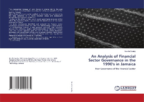 An Analysis of Financial Sector Governance in the 1990s in Jamaica: Poor Governance of the Financial Sector