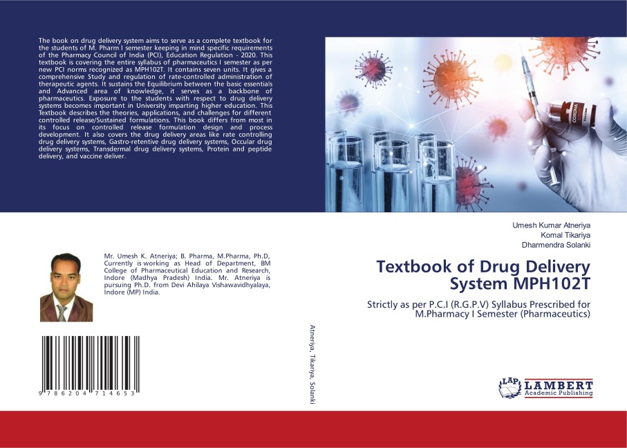 Textbook of Drug Delivery System MPH102T: Strictly as per P.C.I (R.G.P.V) Syllabus Prescribed for M.Pharmacy I Semester (Pharmaceutics)