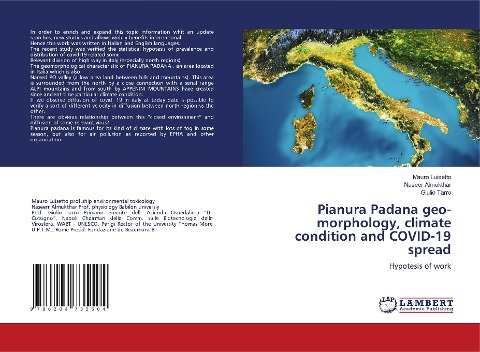 Pianura Padana geo-morphology, climate condition and COVID-19 spread: Hypotesis of work