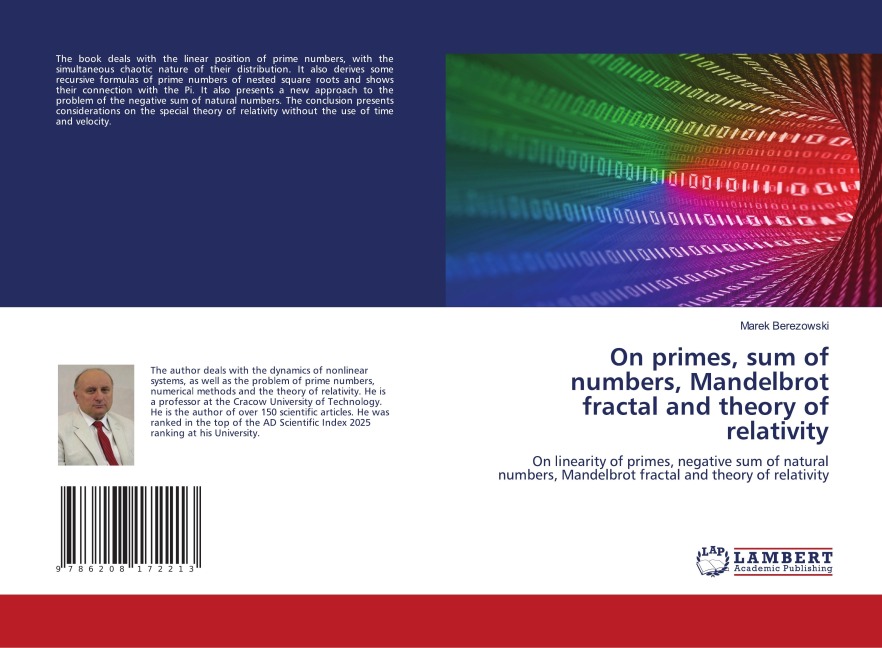 On primes, sum of numbers, Mandelbrot fractal and theory of relativity: On linearity of primes, negative sum of natural numbers, Mandelbrot fractal and theory of relativity
