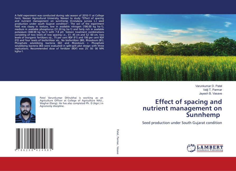 Effect of spacing and nutrient management on Sunnhemp: Seed production under South Gujarat condition
