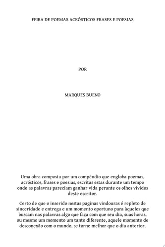 Feira De Poemas Acrósticos Frases E Poesias