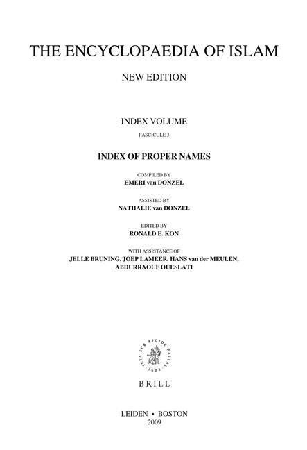 Encyclopaedia of Islam, Index of Proper Names