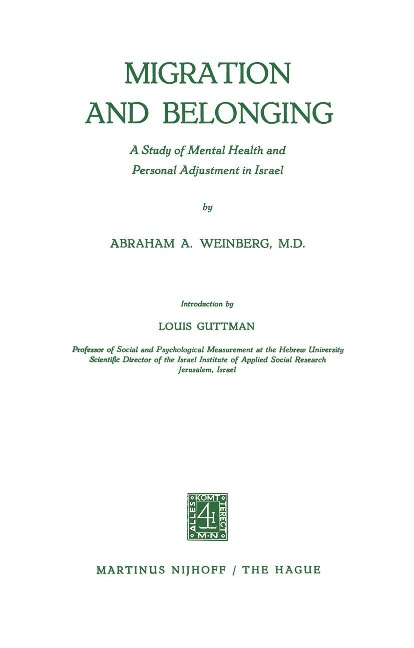 Migration and Belonging: A Study of Mental Health and Personal Adjustment in Israel