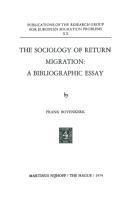 The Sociology of Return Migration: A Bibliographic Essay