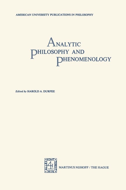 Analytic Philosophy and Phenomenology: American University Publications in Philosophy