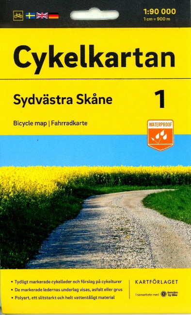Cykelkartan Blad 1 Sydvästra Skåne 1:90000: Radwanderkarte 01 SW Skane 1:90000