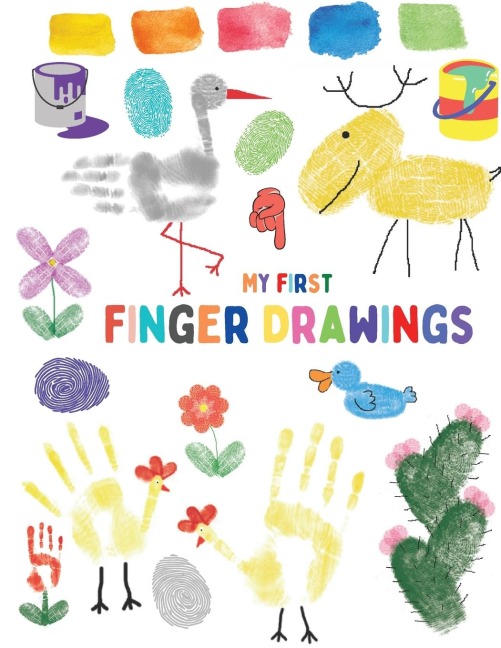 My first finger drawings: Cute animals finger painted, easy to draw for toddlers or small kids