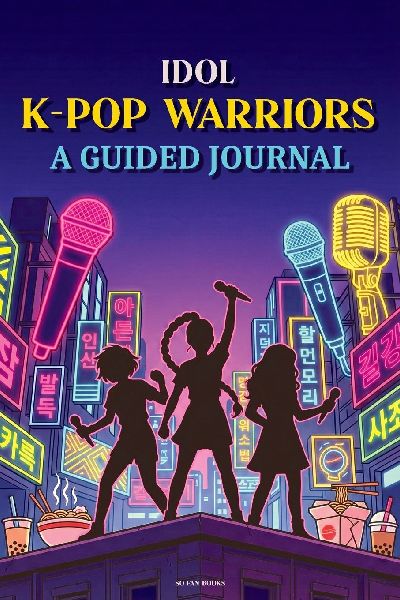 Idol K-Pop Warriors: A Guided Journal - For Demon Hunters and K-Pop fans. Colorful Vivid Anime Style; demon hunters gift