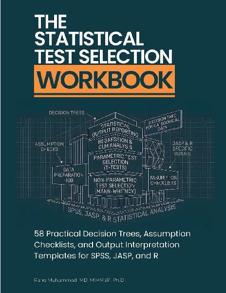 The Statistical Test Selection Workbook: 58 Practical Decision Trees, Assumption Checklists, and Output Interpretation Templates for SPSS, JASP, and R