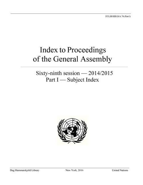Index to Proceedings of the General Assembly 2014/2015: Part I - Subject Index