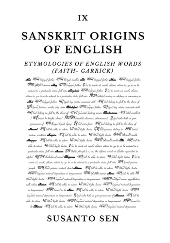 Sanskrit Origins of English: Etymologies of English Words (faith- Garrick)