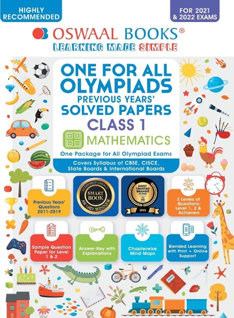 Oswaal One for All Olympiad Previous Years Solved Papers, Class-1 Mathematics Book (For 2021-22 Exam)