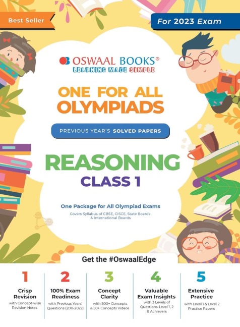 Oswaal One For All Olympiad Previous Years Solved Papers, Class-1 Reasoning Book (For 2023 Exam)
