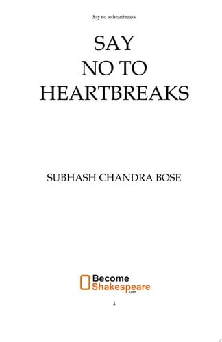 say no to heartbreaks