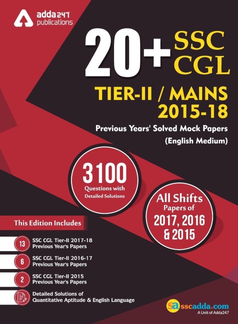 20+ SSC CGL Tier II 2015-18 Previous Years Paper Book (English Printed Medium)