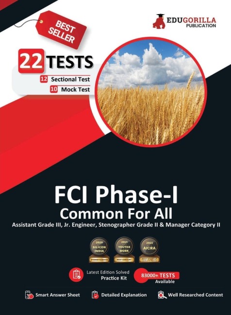 FCI Phase 1 Exam 2023: Non-Executive and Manager Category II (English Edition) - 10 Mock Tests and 12 Sectional Tests (1500 Solved Questions) with Free Access to Online Tests