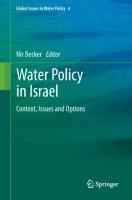 Water Policy in Israel: Context, Issues and Options