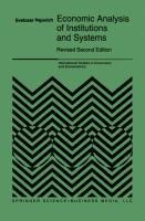 Economic Analysis of Institutions and Systems