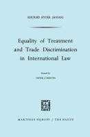 Equality of Treatment and Trade Discrimination in International Law