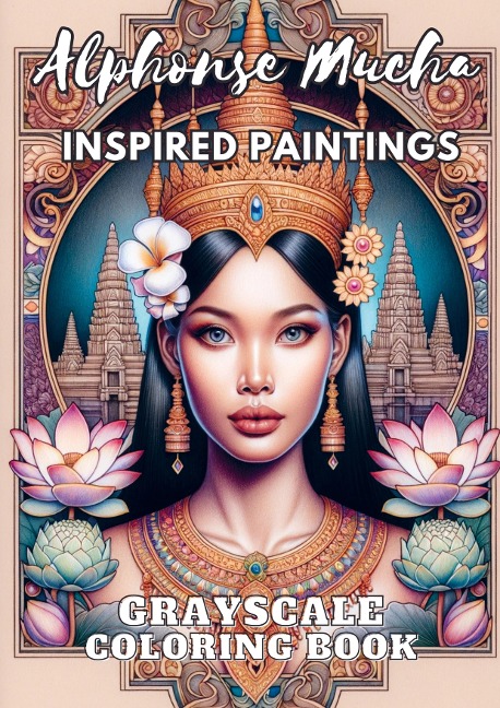Alphonse Mucha: Grayscale Coloring Book