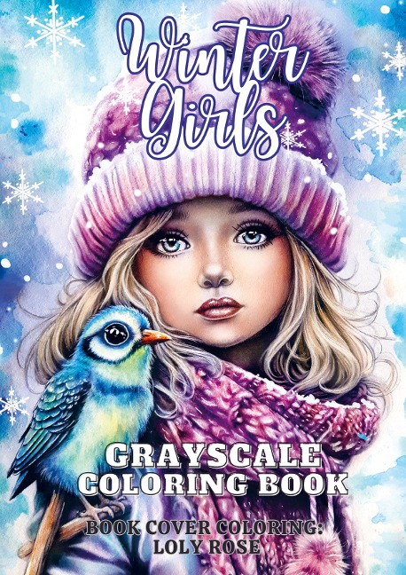Winter Girls: Grayscale Coloring Book