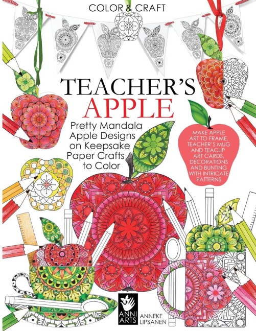 Teachers Apple: Pretty Mandala Apple Designs on Keepsake Paper Crafts to Color