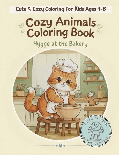 Cozy Animals Coloring Book: Hygge at the Bakery