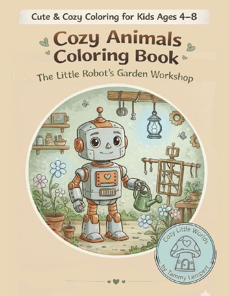 Cozy Animals Coloring Book: The Little Robots Garden Workshop