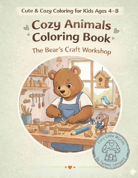 Cozy Animals Coloring Book: The Bears Woodworking Workshop