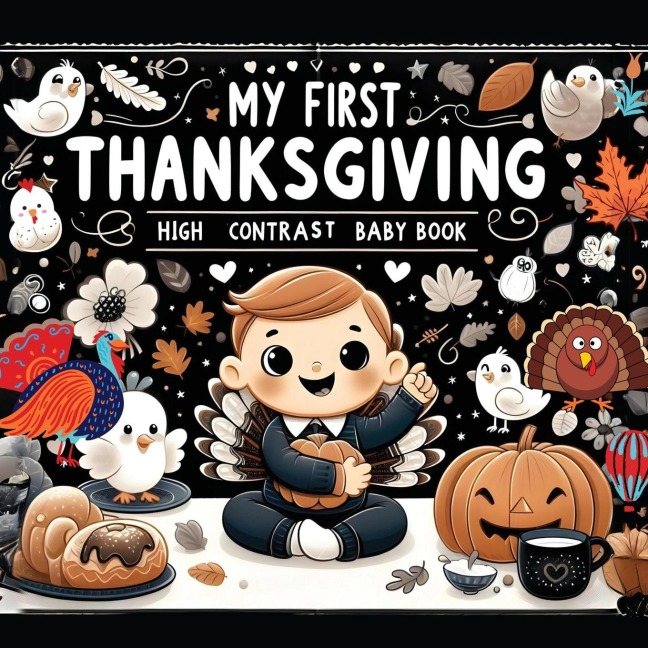 High Contrast Baby Book - Thanksgiving: My First Thanksgiving For Newborn, Babies, Infants High Contrast Baby Book of Holidays Black and White Baby Book