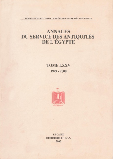 Annales Du Service Des Antiquités de lEgypte: Vol. 75