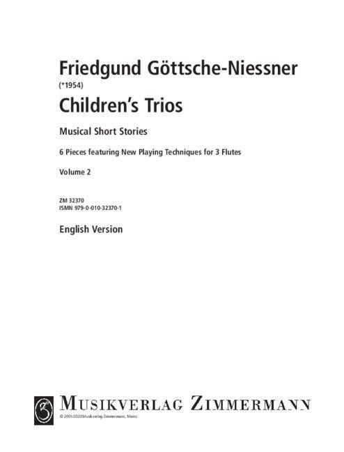 Kindertrios: Musikalische Kurzgeschichten. Heft 2. 3 Flöten. Spielpartitur.