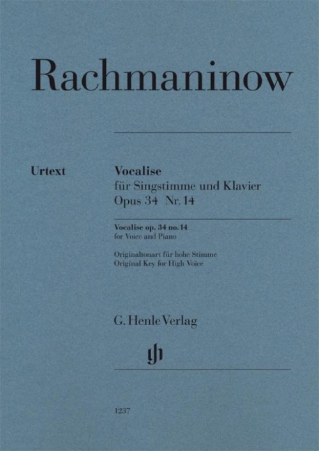 Vocalise op. 34 no. 14 for Voice and Piano: Instrumentation: Voice and Piano