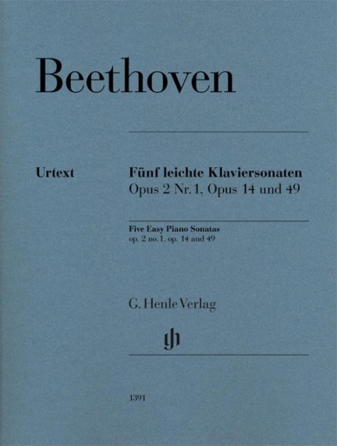 Fünf leichte Klaviersonaten op. 2 Nr. 1, op. 14 und op. 49: Klavier zu zwei Händen; Urtextausgabe